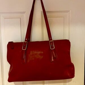 Vintage red leather coach handbag